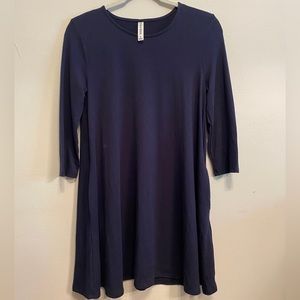 Tunic Pocket Dress, 3/4 sleeve - Navy